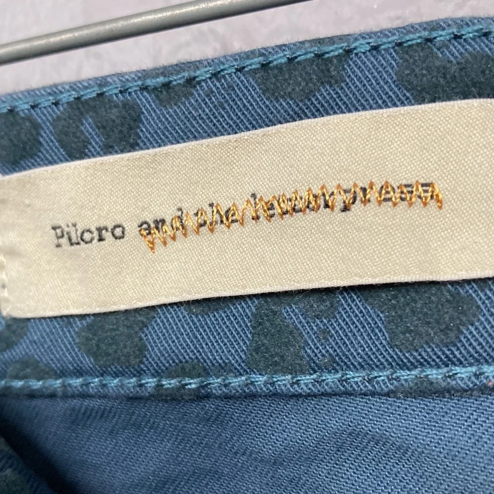 Pilcro And The Letterpress Blue Velvet Leopard Print Pants Women's Size … - Picture 9 of 16